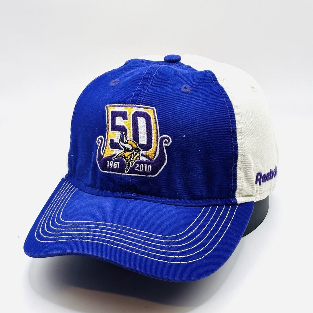 Reebok 50th Anniversary Minnesota Vikings Strapback Baseball Cap Hat NFL